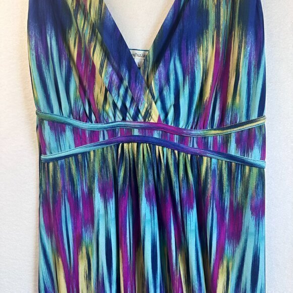 John Paul Richard dress women L Maxi sleeveless v neck blue purple 70's 80's‎ - Picture 3 of 6